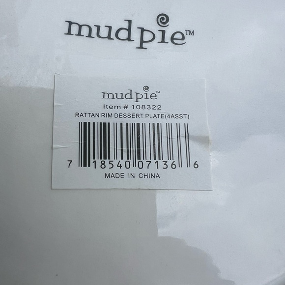 Mud Pie Raised Seashell Rattan Dessert Plate - Picture 4 of 6